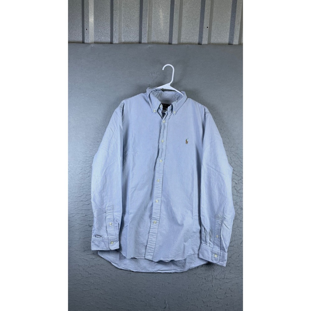 Polo Ralph Lauren Button Down Mens XL Blue Striped Good Classic Fit Long Sleeve